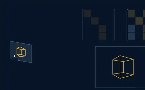 Animation: a wireframe cube turned 53.13 degrees about the vertical axis, moved away from the eye, and projected onto a screen at distance 1. The move distance is 4. The cube is now a perspective drawing on the screen.